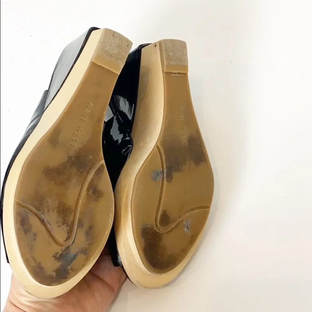 Nine West Black Patent Leather Platform Slingback